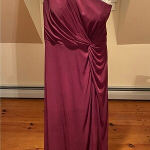 Azazie One-Shoulder Burgundy Dress